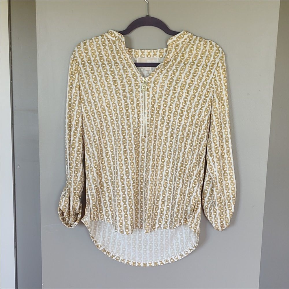 Michael Kors Chainlink MK Logo Zipper Top Cream/Gold - Picture 7 of 10